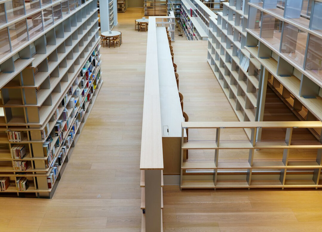 Empty reading room of a European research library