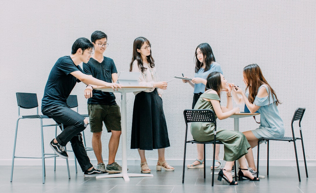 group of people discussing