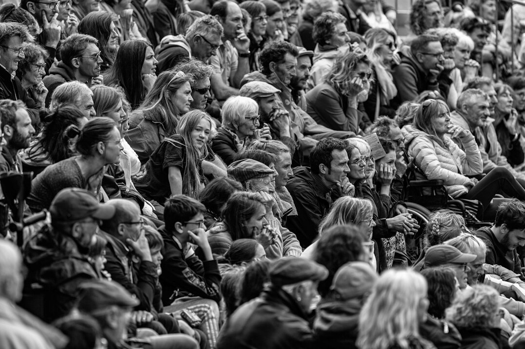 crowd of people with phones